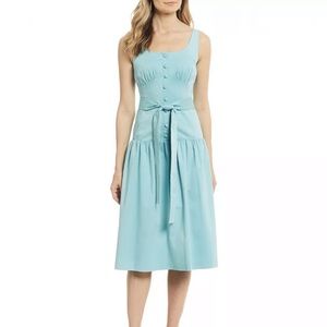 ANTONIO MELANI Light Blue Tie-Waist Midi Dress